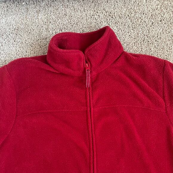 L.L.Bean Red Winter Fleece Robe Two Way Zip Front Size M Reg Pajama Duster Dress - Picture 5 of 16